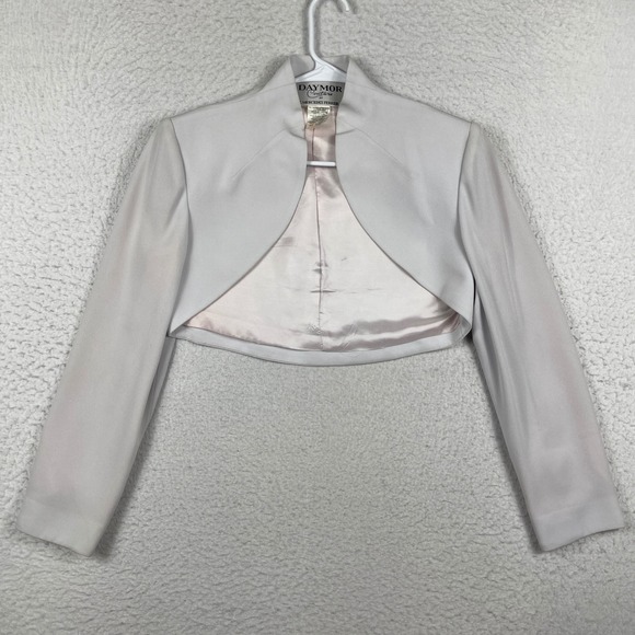 Daymor Couture Jackets & Blazers - Daymor Couture Bolero Jacket Womens 8 Silver Champagne Cropped Open Front Formal